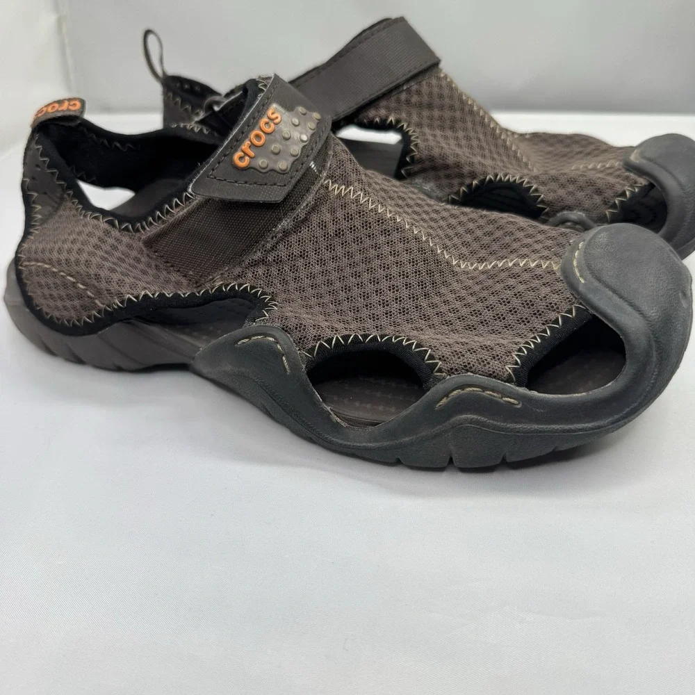 CROCS Swiftwater Mesh Men Size 8 Brown Fishing Hiking Sandals Casual Water Shoes